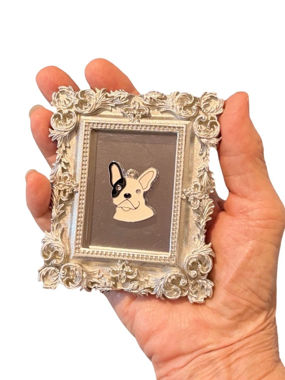Silver Framed French Bulldog Mini Art | Easel & Magnets Included - Picture 6 of 9